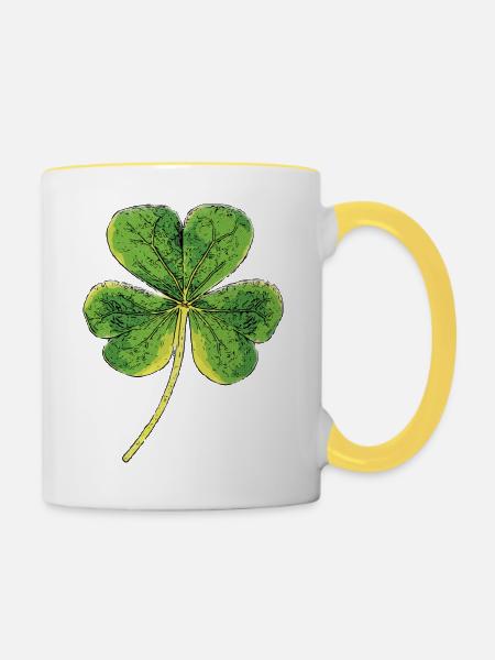 Glück ist Einstellungssache:) - Tasse zweifarbig - Weiß/Gelb