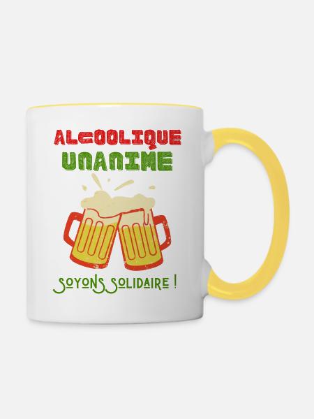 Einstimmiger Alkoholiker - Tasse zweifarbig - Weiß/Gelb