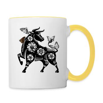 buffle - Mug contrasté - blanc/jaune - Droite
