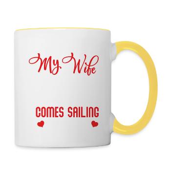 I love sailing with my wife - Contrasting Mug - white/yellow - Right