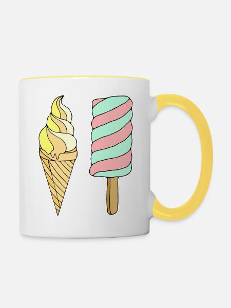 Eis - Tasse zweifarbig - Weiß/Gelb