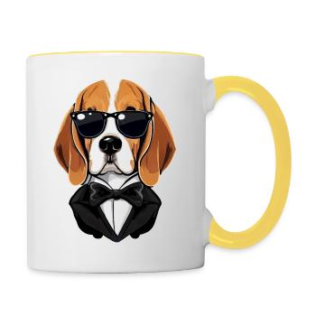 Cute Beagle Puppy - Contrasting Mug - white/yellow - Right