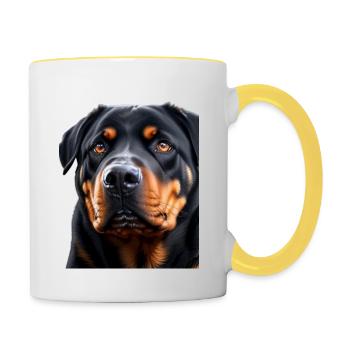 Rottweiler - Tasse zweifarbig - Weiß/Gelb - Rechts