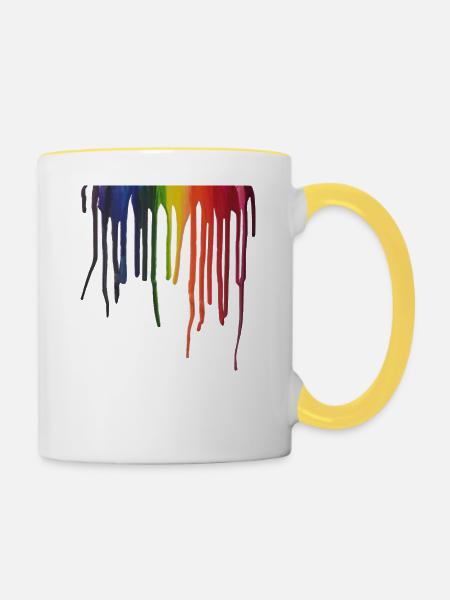 Faden Regenbogen - Tasse zweifarbig - Weiß/Gelb