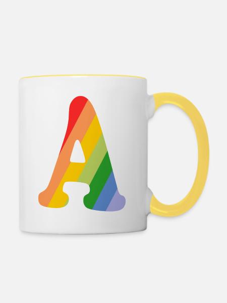 Buchstabe A Regenbogen - Tasse zweifarbig - Weiß/Gelb