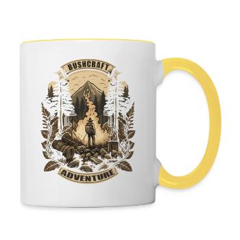 Survival Bushcraft Pfadfinder Natur Survival-Fan - Tasse zweifarbig - Weiß/Gelb - Rechts