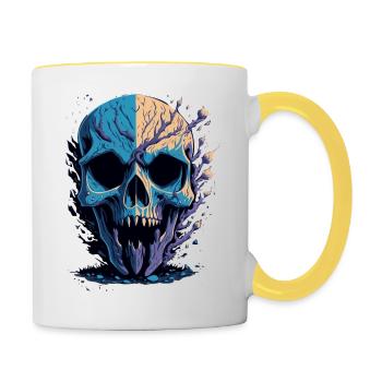 Dead Skull with a cleft chin - Contrasting Mug - white/yellow - Right