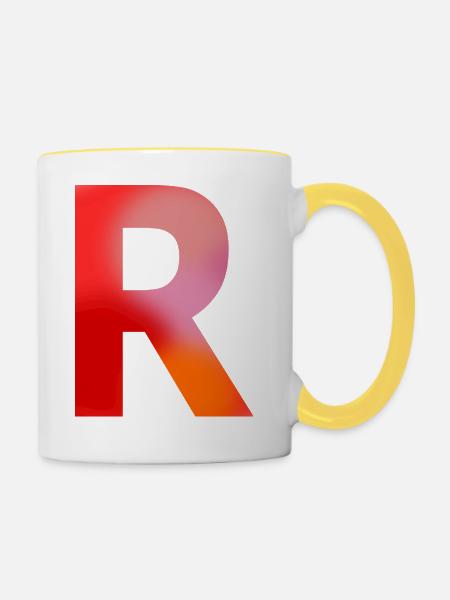 BUCHSTABE R - Tasse zweifarbig - Weiß/Gelb