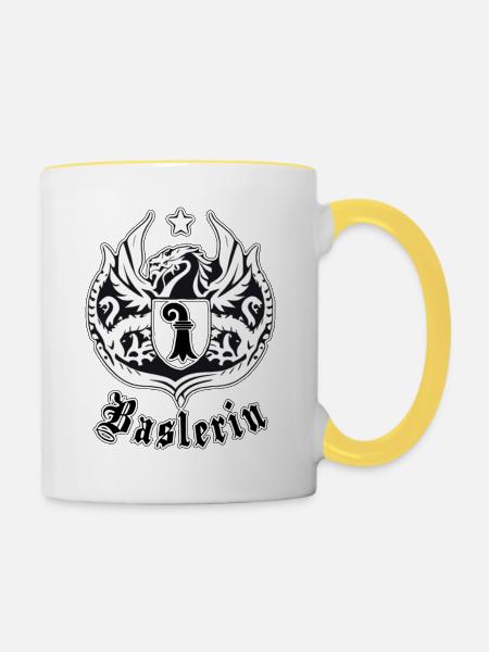 Basler wappen - Tasse zweifarbig - Weiß/Gelb