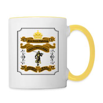 I've been fighting - Motivation Ritter - Tasse zweifarbig - Weiß/Gelb - Rechts