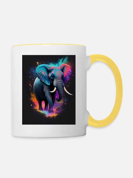 Elephant Galaxy - Tasse zweifarbig - Weiß/Gelb