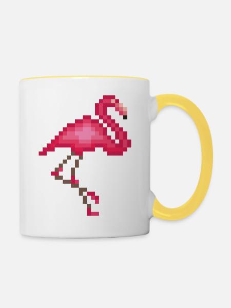 Flamingo - Tasse zweifarbig - Weiß/Gelb