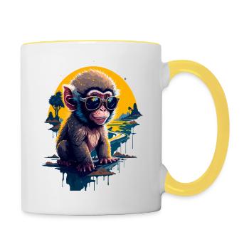 Cooler Affe - Tasse zweifarbig - Weiß/Gelb - Rechts