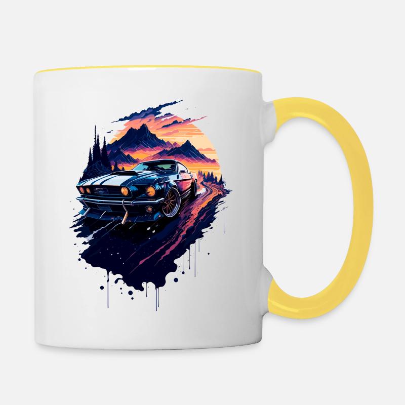 Classic sports car - Contrasting Mug - white/yellow