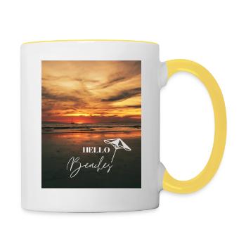 Allô les plages - Mug contrasté - blanc/jaune - Droite