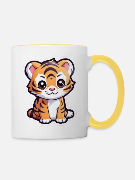Bébé animal - Mug contrasté - blanc/jaune