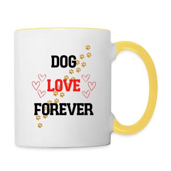 DOG LOVE FOREVER - Tasse zweifarbig - Weiß/Gelb - Rechts