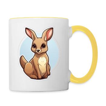 Kangaroo Kawaii - Contrasting Mug - white/yellow - Right