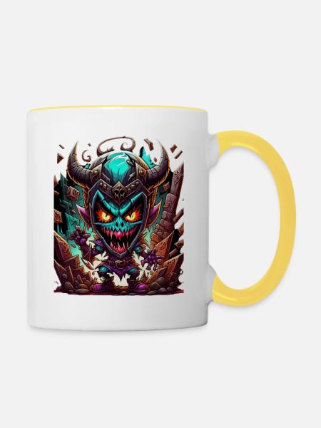 Graffiti Monster - Tasse zweifarbig - Weiß/Gelb