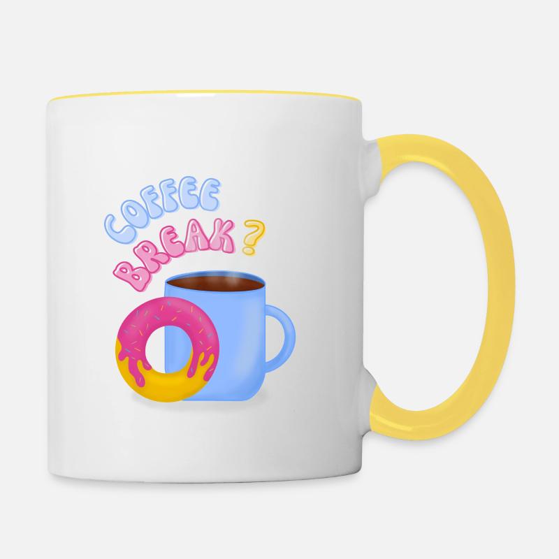 Coffee Break? - Contrasting Mug - white/yellow