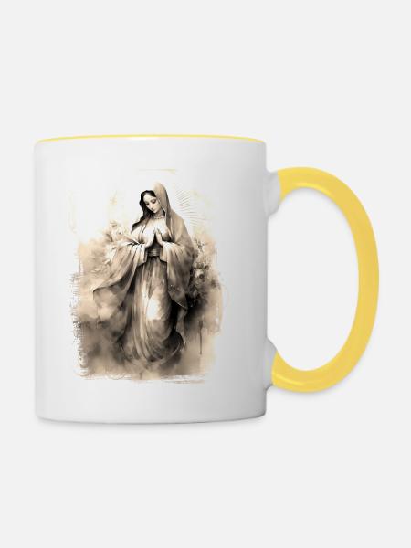 Heilige Maria Maria Madonna Mariana Jungfrau Maria Heilig - Tasse zweifarbig - Weiß/Gelb