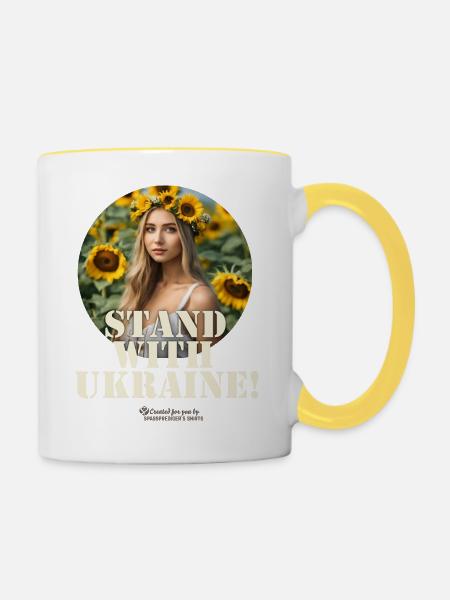 Ukraine - Tasse zweifarbig - Weiß/Gelb