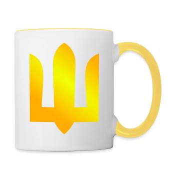 Trident Ukraine Brustlogo ukrainisch Militär - Tasse zweifarbig - Weiß/Gelb - Rechts
