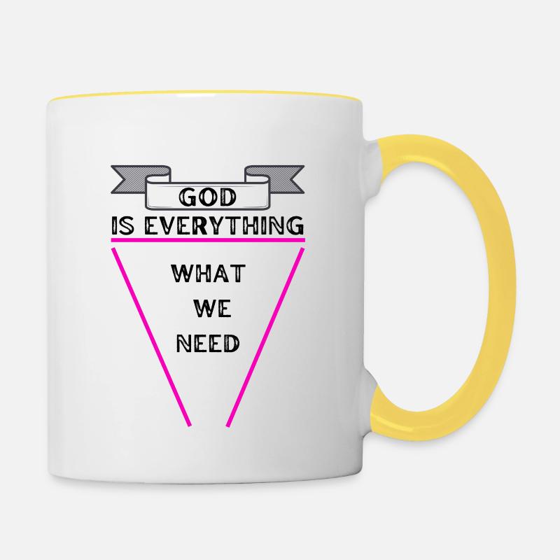 Dieu est toujours rose - Mug contrasté - blanc/jaune