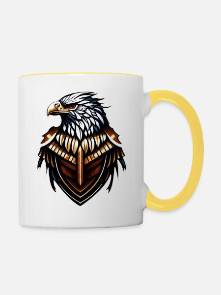 Adler-Emblem-Logo - Tasse zweifarbig - Weiß/Gelb