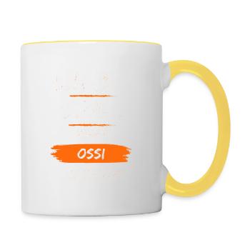 Stolz auf meinen Ossi - Tasse zweifarbig - Weiß/Gelb - Rechts