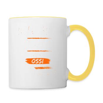 Stolz auf meinen Ossi - Tasse zweifarbig - Weiß/Gelb - Rechts
