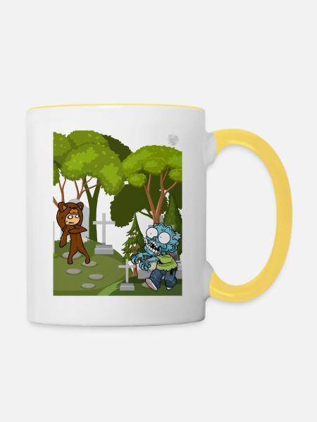 Friedhof der Zombies - Tasse zweifarbig - Weiß/Gelb