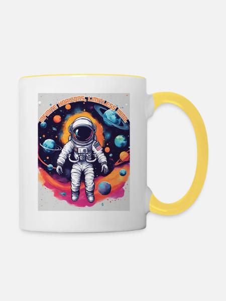 Astronaut- Infinite Horizons,limitless mind - Tasse zweifarbig - Weiß/Gelb