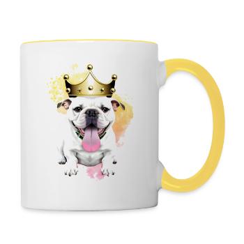 Dog Sayings Dog Dogs Bulldog - Contrasting Mug - white/yellow - Right