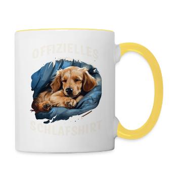 Offizielles Schlafshirt süßer Hund - Tasse zweifarbig - Weiß/Gelb - Rechts