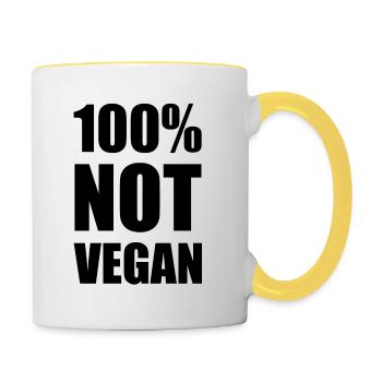 Pas / Pas végétalien / Nutrition / Voir / Dicter - Mug contrasté - blanc/jaune - Droite