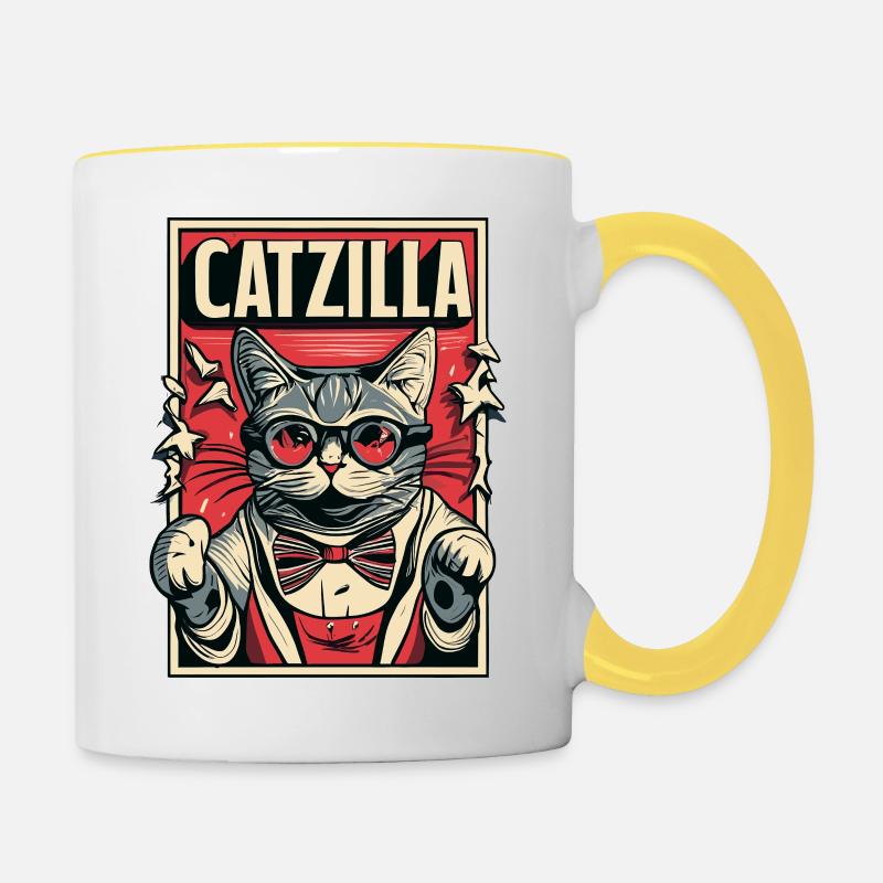 Catzilla - Contrasting Mug - white/yellow