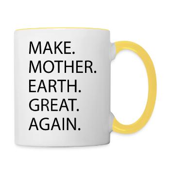 vegetarian sayings food plant awesome - Contrasting Mug - white/yellow - Right