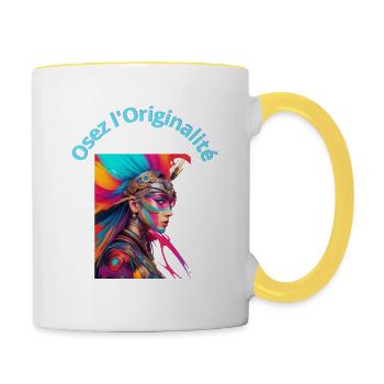 Originalité - Mug contrasté - blanc/jaune - Droite