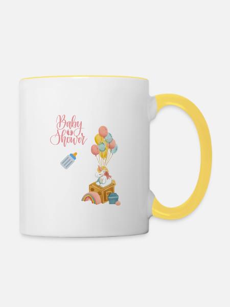 Babyshower 2 - rosa - Tasse zweifarbig - Weiß/Gelb