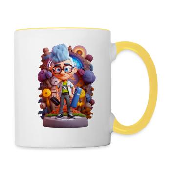 Physicist Oppenheimer 3D Animation Style - Contrasting Mug - white/yellow - Right