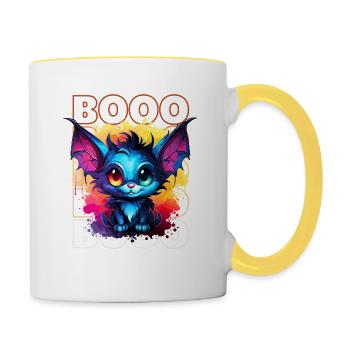 Chibi Swoop & Booo! T-shirt flottant de nuit ! - Mug contrasté - blanc/jaune - Droite