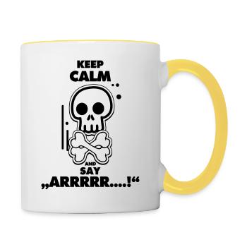 Les pirates gardent leur calme et disent arrrr - Mug contrasté - blanc/jaune - Droite