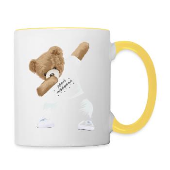 Dabbing Teddy - Tasse zweifarbig - Weiß/Gelb - Rechts