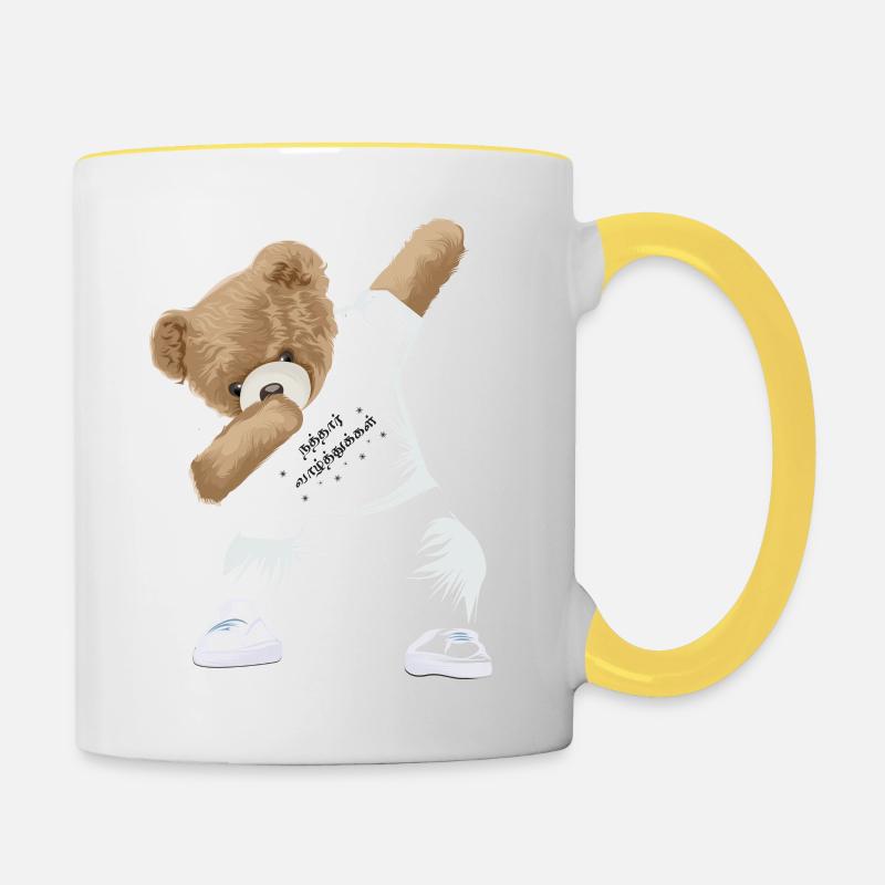 Dabbing Teddy - Tasse zweifarbig - Weiß/Gelb