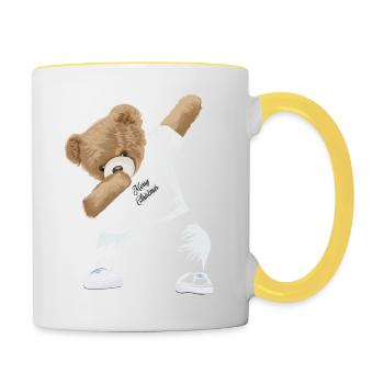 Dabbing Teddy - Tasse zweifarbig - Weiß/Gelb - Rechts
