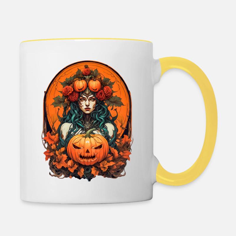 Halloween - Mug contrasté - blanc/jaune