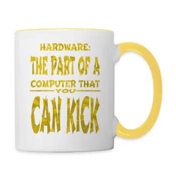 informatica computer humor presenteren idee - Mok tweekleurig - wit/geel - Rechts