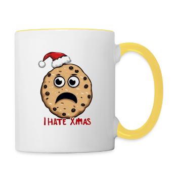 Je déteste Noël Funny Cookie Cookie Bake - Mug contrasté - blanc/jaune - Droite