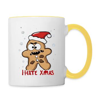 Je déteste Noël Funny Cookie Cookie Mares - Mug contrasté - blanc/jaune - Droite